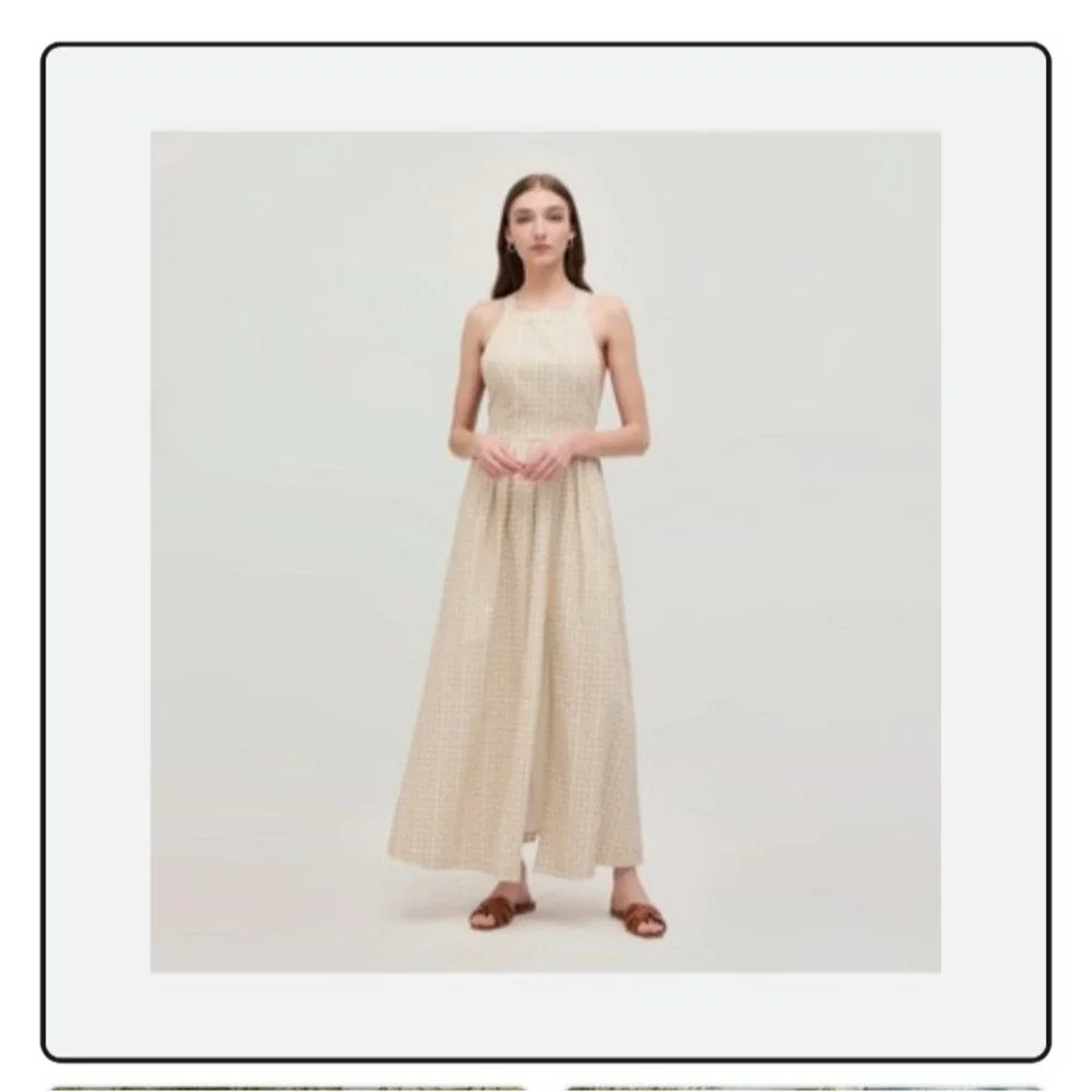 NWT Hill House the Addie Maxi Apron Dress Sand Basketweave Print Lined‎ SZ XL